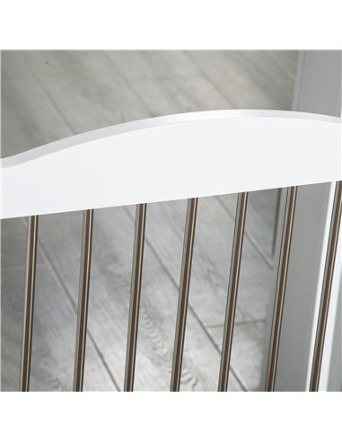 PawHut Foldable Dog Gate, Freestanding Pet Gate, with Two Support Feet, for Staircases, Hallways, Doorways - White
