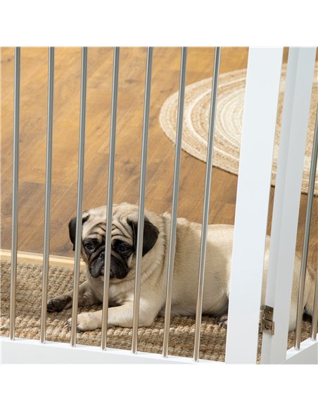 PawHut Foldable Dog Gate, Freestanding Pet Gate, with Two Support Feet, for Staircases, Hallways, Doorways - White - pic 143361 | FastDaddyshop