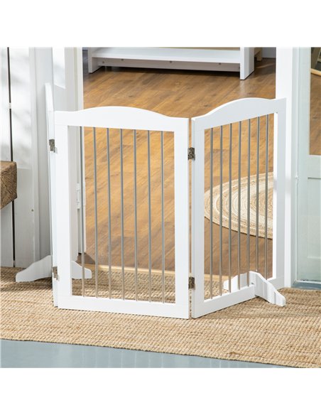 PawHut Foldable Dog Gate, Freestanding Pet Gate, with Two Support Feet, for Staircases, Hallways, Doorways - White - pic 143362 | FastDaddyshop