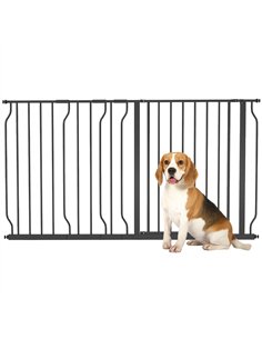 PawHut Extra Wide Dog Safety Gate, with Door Pressure, for Doorways, Hallways, Staircases - Black