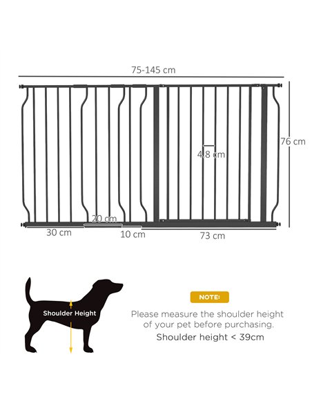 PawHut Extra Wide Dog Safety Gate, with Door Pressure, for Doorways, Hallways, Staircases - Black - pic 143365 | FastDaddyshop