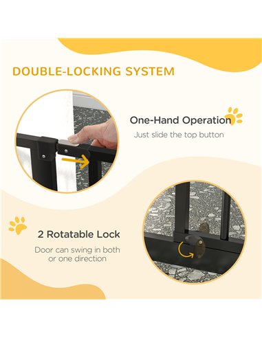 PawHut Extra Wide Dog Safety Gate, with Door Pressure, for Doorways, Hallways, Staircases - Black