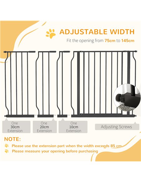 PawHut Extra Wide Dog Safety Gate, with Door Pressure, for Doorways, Hallways, Staircases - Black - pic 143367 | FastDaddyshop