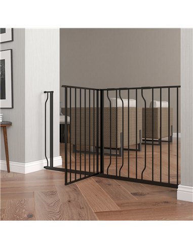 PawHut Extra Wide Dog Safety Gate, with Door Pressure, for Doorways, Hallways, Staircases - Black