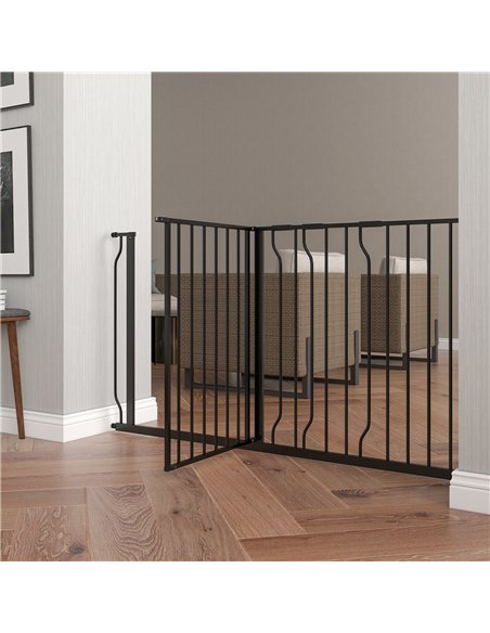 PawHut Extra Wide Dog Safety Gate, with Door Pressure, for Doorways, Hallways, Staircases - Black - pic 143371 | FastDaddyshop