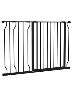 PawHut Wide Dog Safety Gate, with Door Pressure, for Doorways, Hallways, Staircases - Black