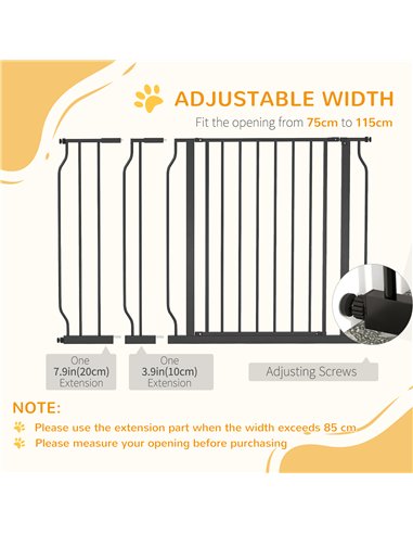PawHut Wide Dog Safety Gate, with Door Pressure, for Doorways, Hallways, Staircases - Black