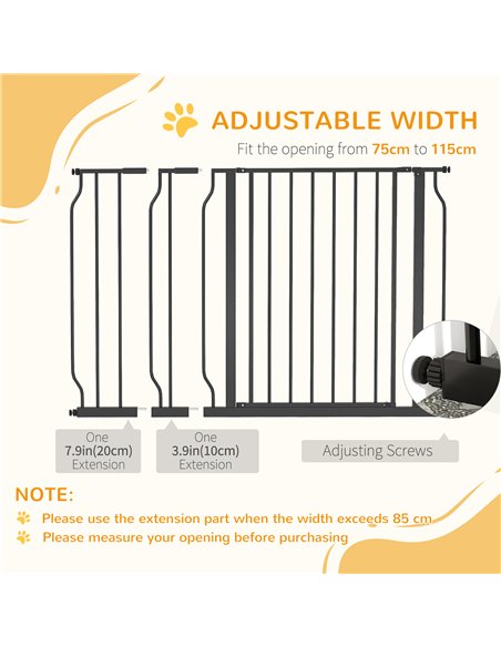 PawHut Wide Dog Safety Gate, with Door Pressure, for Doorways, Hallways, Staircases - Black - pic 143376 | FastDaddyshop