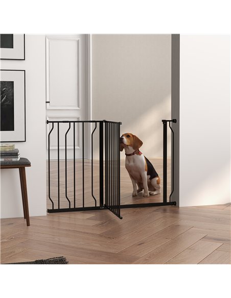 PawHut Wide Dog Safety Gate, with Door Pressure, for Doorways, Hallways, Staircases - Black - pic 143378 | FastDaddyshop
