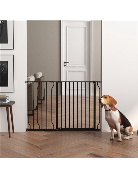 PawHut Wide Dog Safety Gate, with Door Pressure, for Doorways, Hallways, Staircases - Black - pic 143379 | FastDaddyshop