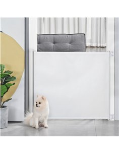 PawHut Retractable Stair Gate,  Dog Pet Barrier, for Doorway, Staircase, Hallway - White 2