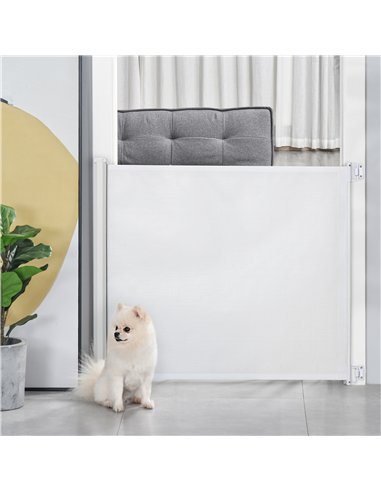PawHut Retractable Stair Gate,  Dog Pet Barrier, for Doorway, Staircase, Hallway - White