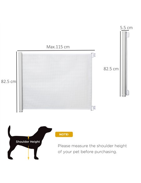 PawHut Retractable Stair Gate,  Dog Pet Barrier, for Doorway, Staircase, Hallway - White - pic 143392 | FastDaddyshop