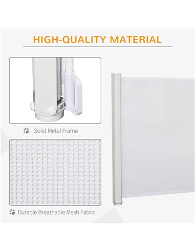PawHut Retractable Stair Gate,  Dog Pet Barrier, for Doorway, Staircase, Hallway - White