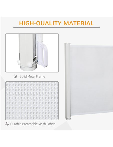 PawHut Retractable Stair Gate,  Dog Pet Barrier, for Doorway, Staircase, Hallway - White - pic 143395 | FastDaddyshop