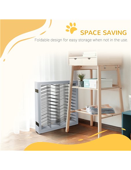 PawHut 6 Panels Pet Gate, Wooden Foldable Dog Barrier w/ Two Support Feet, for Small, Medium Dogs - White - pic 143403 | FastDaddyshop