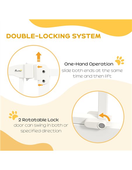 PawHut Metal Pet Safety Gate Dog Gate Folding Fence 74-87cm, White - pic 143420 | FastDaddyshop