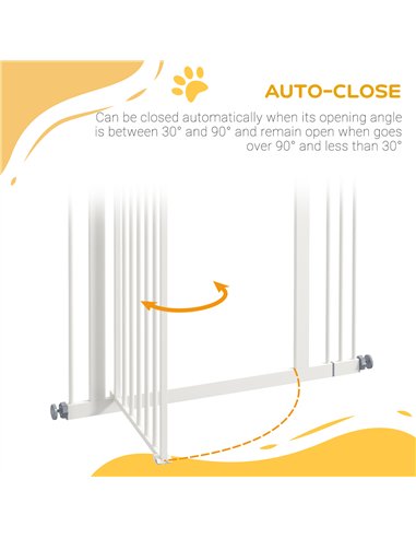 PawHut Metal Pet Safety Gate Dog Gate Folding Fence 74-87cm, White