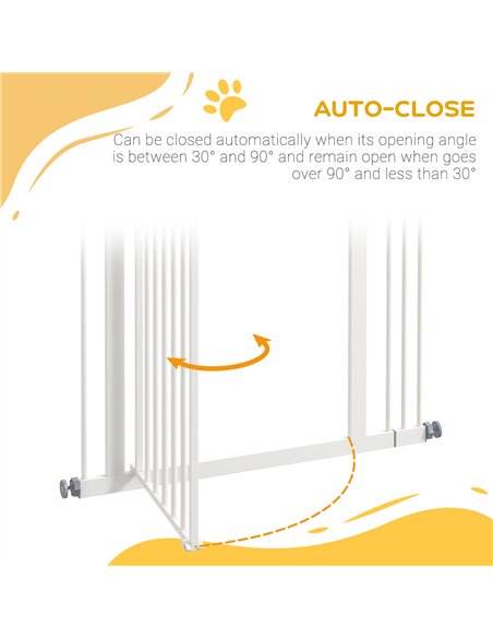 PawHut Metal Pet Safety Gate Dog Gate Folding Fence 74-87cm, White - pic 143421 | FastDaddyshop