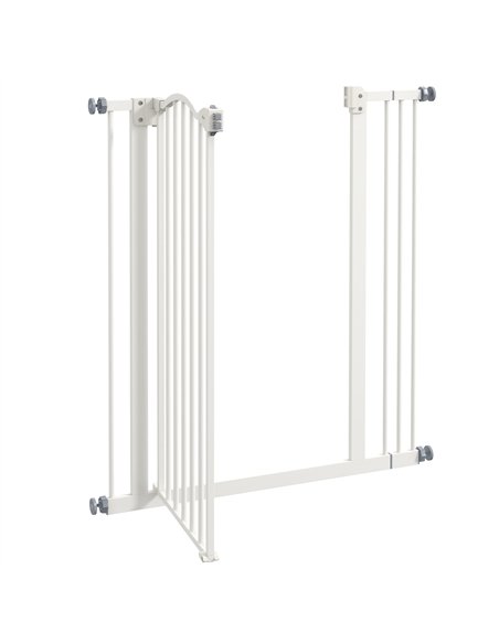 PawHut Metal Pet Safety Gate Dog Gate Folding Fence 74-87cm, White - pic 143424 | FastDaddyshop