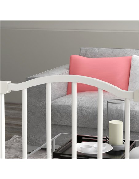PawHut Metal Pet Safety Gate Dog Gate Folding Fence 74-87cm, White - pic 143425 | FastDaddyshop