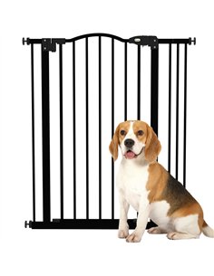 PawHut Metal Pet Safety Gate Dog Gate Folding Fence 74-87cm, Black