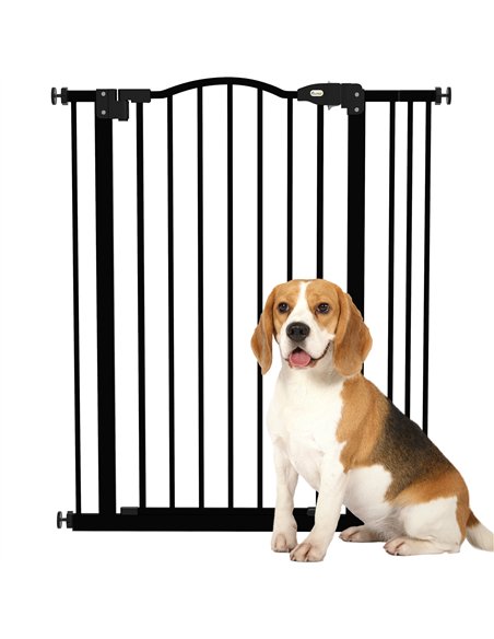 PawHut Metal Pet Safety Gate Dog Gate Folding Fence 74-87cm, Black - pic 143426 | FastDaddyshop