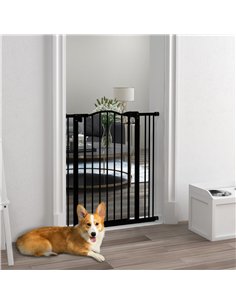 PawHut Metal Pet Safety Gate Dog Gate Folding Fence 74-87cm, Black 2