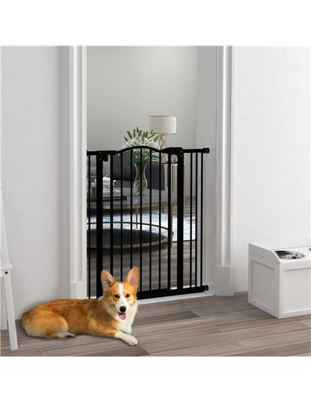 PawHut Metal Pet Safety Gate Dog Gate Folding Fence 74-87cm, Black - pic 143427 | FastDaddyshop