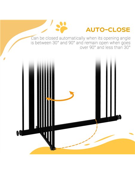 PawHut Metal Pet Safety Gate Dog Gate Folding Fence 74-87cm, Black - pic 143430 | FastDaddyshop