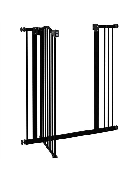 PawHut Metal Pet Safety Gate Dog Gate Folding Fence 74-87cm, Black - pic 143433 | FastDaddyshop
