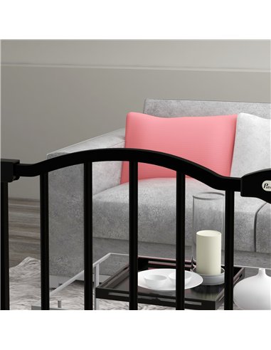 PawHut Metal Pet Safety Gate Dog Gate Folding Fence 74-87cm, Black