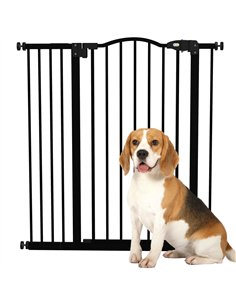 PawHut Pressure Fit Dog Stair Gate No Drilling Safety Gate Auto Close for Doorways, Hallways, 74-94cm Adjustable, 94cm Tall, Bla