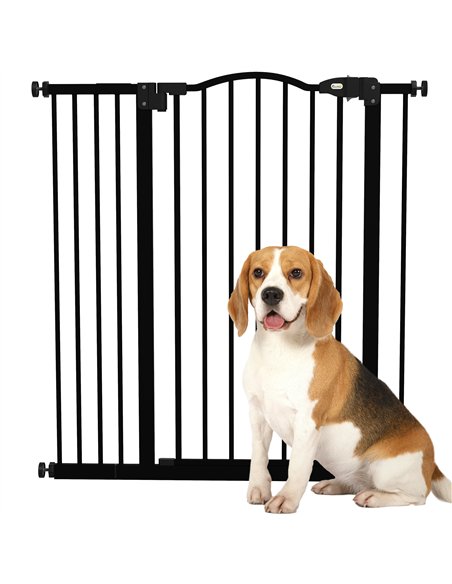 PawHut Pressure Fit Dog Stair Gate No Drilling Safety Gate Auto Close for Doorways, Hallways, 74-94cm Adjustable, 94cm Tall, Bla - pic 143435 | FastDaddyshop