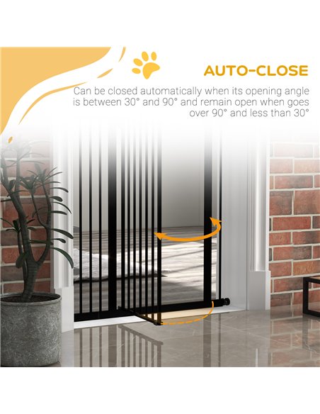 PawHut Pressure Fit Dog Stair Gate No Drilling Safety Gate Auto Close for Doorways, Hallways, 74-94cm Adjustable, 94cm Tall, Bla - pic 143439 | FastDaddyshop
