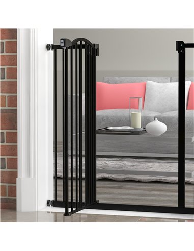 PawHut Pressure Fit Dog Stair Gate No Drilling Safety Gate Auto Close for Doorways, Hallways, 74-94cm Adjustable, 94cm Tall, Bla