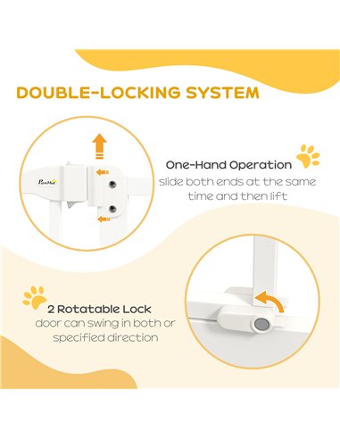 PawHut Pressure Fit Dog Stair Gate No Drilling Safety Gate Auto Close for Doorways, Hallways, 74-80cm Adjustable, 94cm Tall, Whi