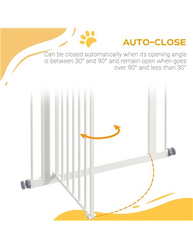 PawHut Pressure Fit Dog Stair Gate No Drilling Safety Gate Auto Close for Doorways, Hallways, 74-80cm Adjustable, 94cm Tall, Whi