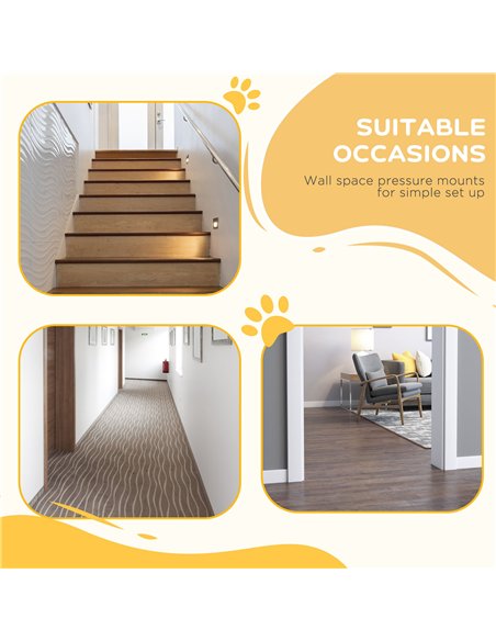 PawHut Pressure Fit Dog Stair Gate No Drilling Safety Gate Auto Close for Doorways, Hallways, 74-80cm Adjustable, 94cm Tall, Whi - pic 143449 | FastDaddyshop