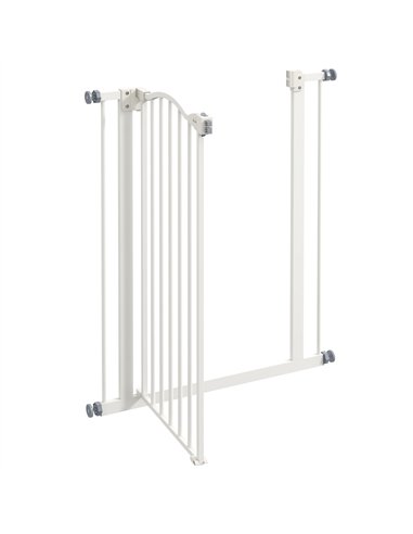 PawHut Pressure Fit Dog Stair Gate No Drilling Safety Gate Auto Close for Doorways, Hallways, 74-80cm Adjustable, 94cm Tall, Whi