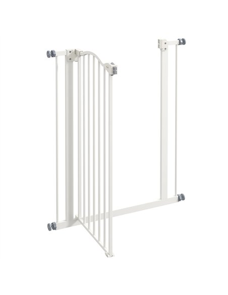 PawHut Pressure Fit Dog Stair Gate No Drilling Safety Gate Auto Close for Doorways, Hallways, 74-80cm Adjustable, 94cm Tall, Whi - pic 143451 | FastDaddyshop