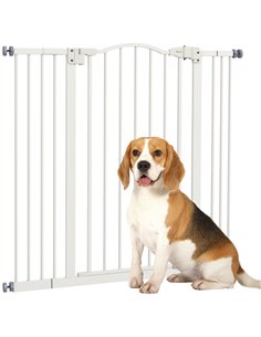 PawHut Pressure Fit Dog Stair Gate No Drilling Safety Gate Auto Close for Doorways, Hallways, 74-100cm Adjustable, 94cm Tall, Wh