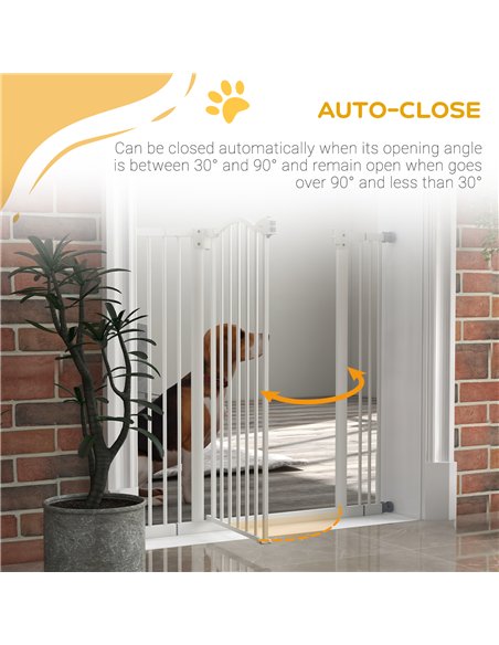 PawHut Pressure Fit Dog Stair Gate No Drilling Safety Gate Auto Close for Doorways, Hallways, 74-100cm Adjustable, 94cm Tall, Wh - pic 143466 | FastDaddyshop