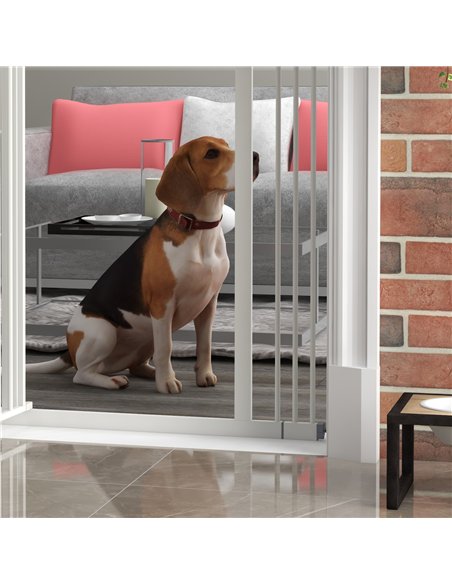 PawHut Pressure Fit Dog Stair Gate No Drilling Safety Gate Auto Close for Doorways, Hallways, 74-100cm Adjustable, 94cm Tall, Wh - pic 143470 | FastDaddyshop