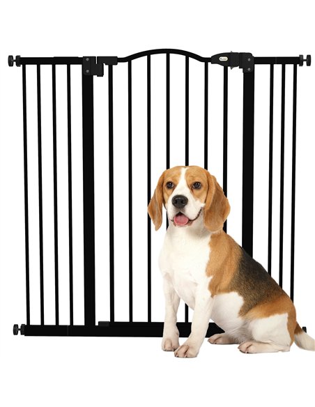 PawHut Pressure Fit Dog Stair Gate No Drilling Safety Gate Auto Close for Doorways, Hallways, 74-100cm Adjustable, 94cm Tall, Bl - pic 143471 | FastDaddyshop