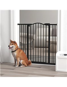 PawHut Pressure Fit Dog Stair Gate No Drilling Safety Gate Auto Close for Doorways, Hallways, 74-100cm Adjustable, 94cm Tall, Bl 2