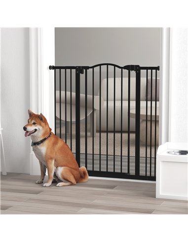 PawHut Pressure Fit Dog Stair Gate No Drilling Safety Gate Auto Close for Doorways, Hallways, 74-100cm Adjustable, 94cm Tall, Bl