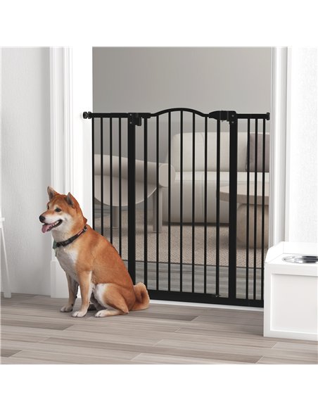 PawHut Pressure Fit Dog Stair Gate No Drilling Safety Gate Auto Close for Doorways, Hallways, 74-100cm Adjustable, 94cm Tall, Bl - pic 143472 | FastDaddyshop