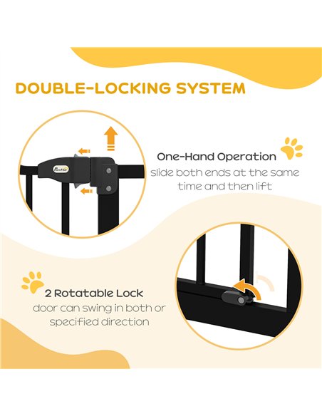 PawHut Pressure Fit Dog Stair Gate No Drilling Safety Gate Auto Close for Doorways, Hallways, 74-100cm Adjustable, 94cm Tall, Bl - pic 143474 | FastDaddyshop