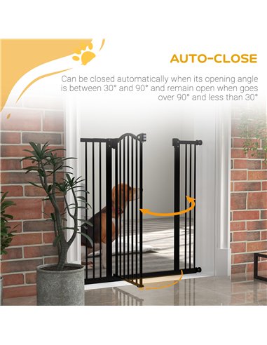 PawHut Pressure Fit Dog Stair Gate No Drilling Safety Gate Auto Close for Doorways, Hallways, 74-100cm Adjustable, 94cm Tall, Bl